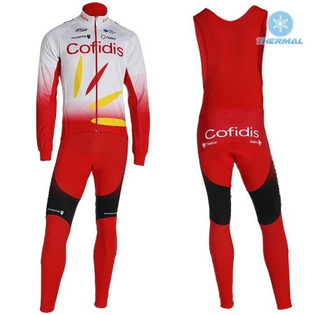 Tenue Cycliste Manches Longues et Collant à Bretelles 2019 Cofidis Pro Cycling Hiver Thermal Fleece N001